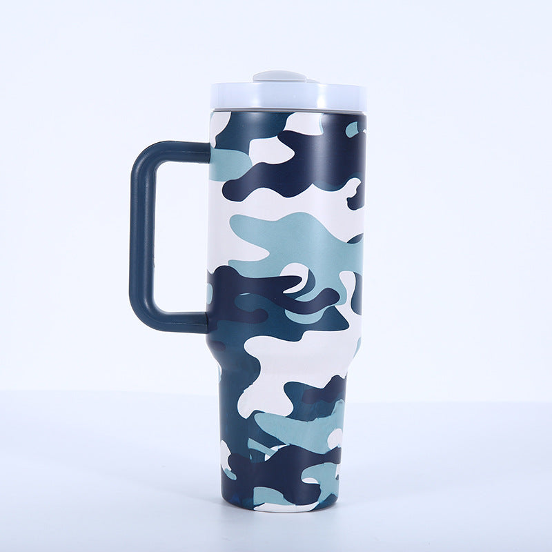 Wholesale Tumbler 40oz Stainless Steel Camouflage Leopard Print Car Portable Straw Thermos Cup Ice Bullies Cup